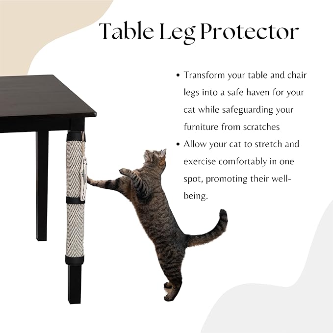 Boho Sisal Cat Scratcher Mat with Hook and Loop Strips (Scratch Protector for Carpet, Sofa, Wall and Furniture), Durable and Shedding-Resistant Surface (Table Leg Protector, Fishbone)