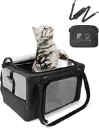 PETUX Small Cat Carrier - Pet Carrier Airline Approved for Kitten Under 10 lb - Escape-Proof, Foldable & Portable Cat Carriers for Travel, Vet Visits with Removable Bag, Safety Buckle ＆ Leash - Grey