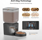 Automatic Dog Feeder - 8L/34 Cups Large Capacity Automatic Cat Food Dispenser with LCD Screen, Large Food Tray, Battery Operated, Timed Cat Feeder, Up to 50 Portions 6 Meals Per Day, Keeps Fresh