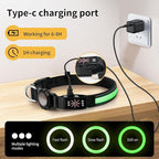 AirTag Dog Collar with QR Code & LED Light, IP68 Waterproof Rechargeable Pet Collar with Reflective Strips, Durable Airtag Holder for Medium/Large Dogs (Green, L(20-24 in))