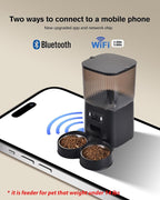 Automatic Cat Feeder, Camera Auto 2 Cats Dispenser 5L Microchip WiFi 2.4G&5G Timed Dual Pet Smart APP Dry Food Self Feeding Container Station(Black, 2 Bowls)