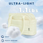 Lightweight Dog Purse Carrier for Small Dogs Under 15 lbs, Puffy Quilted Pet Carrier Tote for Puppies with Safety Leash Clip, Women's Hands-Free Dog Carrier Bag for Travel/Shopping (Beige)