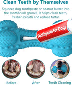 SCHITEC Squeaky Dog Chew Toy, Tough Durable Natural Rubber Bone with Toothbrush, Indestructible for Aggressive Chewers Large Medium Breed Teeth Cleaning