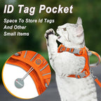 Cat Harness and Leash Set for Walking Escape Proof for Small Large cat Kitten Harness with ID tag Pocket (Orange,XXS)