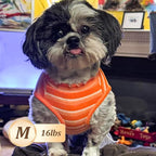KYEESE 2Pack Waffle Dog Shirts for Small Dogs Stretchy T-Shirts Lightweight Tank Top Sleeveless Striped Shirt Vest Breathable Cat Shirt, Medium, Orange+Striped