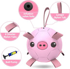 QDAN Dog Toys Soccer Ball with Straps, Interactive Dogs Toys for Tug of War, Puppy Birthday Gifts, Dogs Tug Toy, Dog Water Toy, Durable Dog Balls for Medium & Large Dog - Pink Pig（8 Inch）