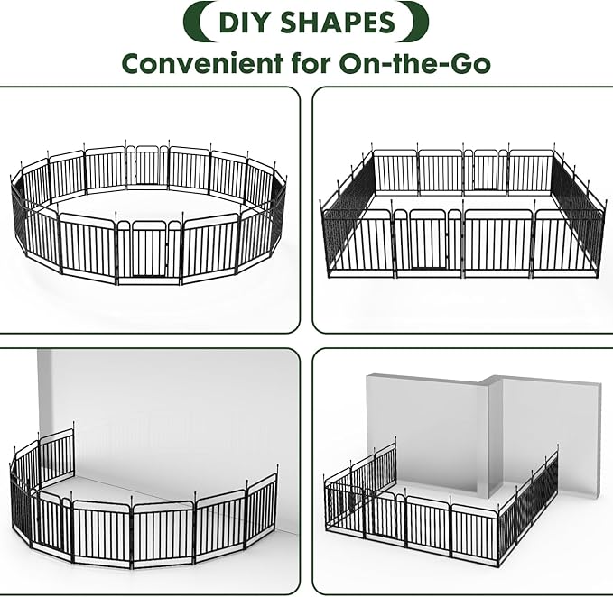 Durable Dog Fence 40" Height 48 Panels Thickened Dog Playpen with Portable Handle & Strap, Easy to Install – Stylish Curved Panel Design for Pets, Indoor Use Outdoor Use