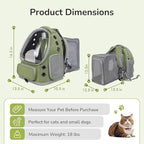 Cat Backpack Carrier for Large Cats, Expandable Cat Bubble Backpack, Dog Carriers for Small Medium Dogs, Airline Approved Pet Carrier for Travel Hiking Outdoor(Green)