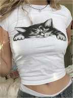 SOLY HUX Women's Y2k Crop Tops Kawaii Shirts Summer Graphic Short Sleeve T-Shirt Aesthetic Cropped Tees