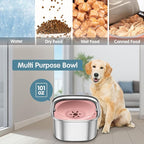 UPSKY 3L Dog Water Bowl 101oz Stainless Steel No Spill Large Capacity Dog Food Water Bowl Slow Water Feeder, Spill Proof Pet Water Dispenser Vehicle Carried Travel Water Bowls
