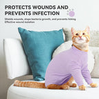 Cat Recovery Suit Male & Female Neuter, Cute Kitten Onesie for Cats After Surgery, Soft Fabric Cat Spay Clothes for Kittens, Kitten Surgical Pajamas for Girls, Cone Alternative Body Suit(Purple, S)