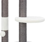 TRIXIE Pilar Cat Scratching Post 39.4 Inch - with Durable Sisal Rope (Gray) and Condo, Two Platforms, Top Platform with Backrest & Dangling Cat Toy - in Gray
