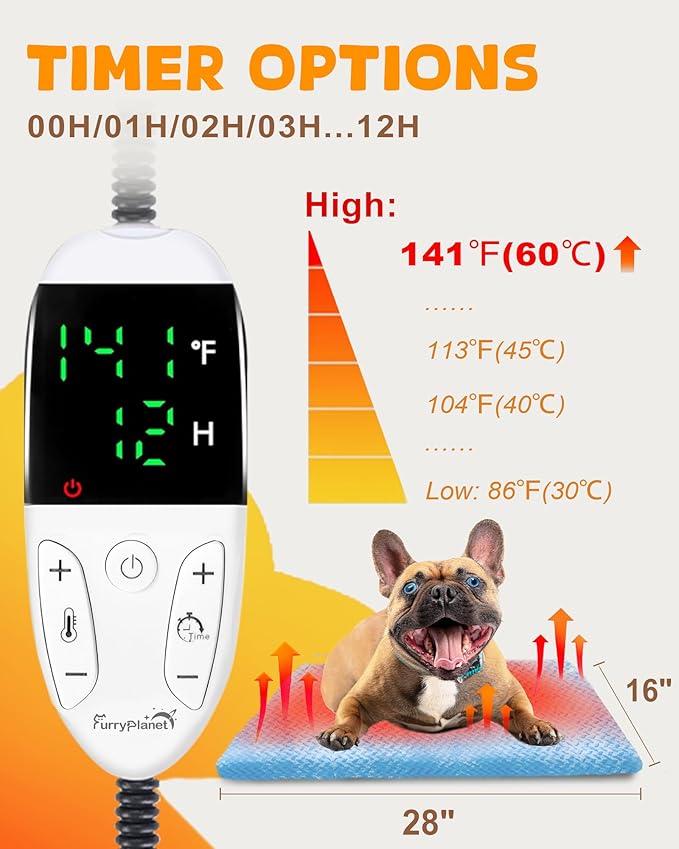 Upgrade Dog Cat Heating Pad with 2 Covers&840D Storage Bag,Adjustable Temperature Electric Pet Heating Pad with Timer,Waterproof Heated Bed Mat with Chew-Proof Cord,M