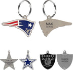 NFL New England Patriots Engraving Pet ID in 32 Team Logo Shapes - Personalized Dog and Cat Tags With 3 Lines of Customizable Text for Tracking & Safety - Stainless Steel