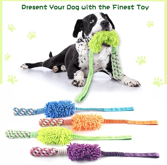 wodoca Dog Rope Toy Tug of War Dog Toy for Aggressive Chewers, Interactive Puppy Chew Toys Rope with Strong Squeak, Knots Cotton for Teeth Cleaning, Training Medium, Large Dogs