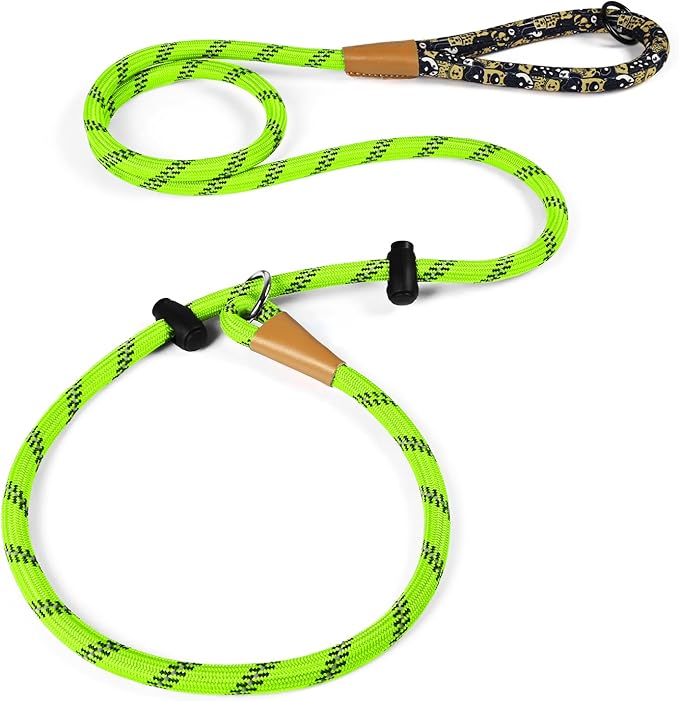 lynxking Slip Lead Dog Leash Reflective, Heavy Duty Comfortable Strong Rope for Large Medium Small Dogs No Pull Pet Training (Light Green, 2PCS Large 1/2in x 6ft)