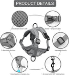 Cat Harness and Leash Set, Upgraded Escape Proof Adjustable Kitten Vest with Lead for Small Cat Outdoor Walking, Soft Breathable Mesh Jacket with Reflective Strips for Dark Night (S, Mature Gray)