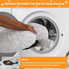 Heated Cat Bed for Indoor Cats - Fluffy 23 Inch Donut Pet Bed with Removable Heating Pad for Cats & Small Dogs, Ideal for Year Round Comfort