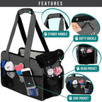 PetAmi Small Dog Purse Carrier, Soft-Sided Pet Carrier Bag with Pockets, Portable Puppy Cat Travel Handbag Tote, Airline Approved Breathable Mesh, Poop Bag Dispenser, Sherpa Bed, Max 18 lbs, Dark Gray