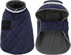 Dog Winter Coat Warm Padded Puppy Jacket Windproof Water Resistant Clothes for Small Medium Large Pets Christmas Sweater Outfit Vest(DarkBlue, M)
