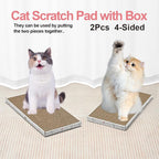 Cat Scratcher Cardboard with Box Durable Corrugate Scratching Kitty Sofa Lounge Bed Reversible Catnip Included for Indoor Cats, Scratching Pad, Can be Assembled, Double-Sided Design, Large (Box,2pcs)