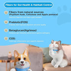 Fiber for Cats & Dogs – Tuna with Salmon – Cat Hairball Remedy & Cat Constipation Relief – 6 Functional Fibers with Prebiotics for Gut Health, Hairball Control – 30 Sachets