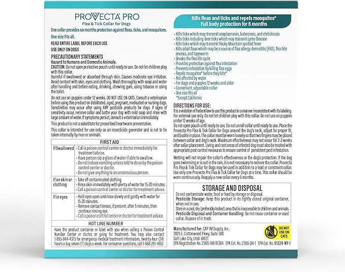 Provecta® PRO Flea & Tick Collar for Dogs