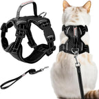 Cat Harness and Leash Set Escape Proof for Kitten Walking, Soft Adjustable Top Handle Vest Harnesses for Cats, Easy Control Breathable Reflective Small Medium Large, Black, S