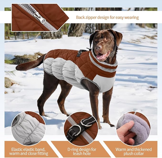Dog Winter Jacket Cozy Reflective Waterproof Windproof Warm Pet Garment,Comfortable Cold Weather Fleece Apparel Outfits with Zipper Closure for Small Medium Large Dogs Puppy Walking,X-Small