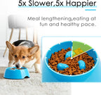 SUPERDESIGN Slow Feeder Dog Bowl Cat Bowl 1/2 Cup Slow Feeding Dog Bowl for Small Medium Breed Anti Gulping Healthy Eating Interactive Bloat Stop Alternative Non Slip Puzzle Dog Food Bowl, Blue
