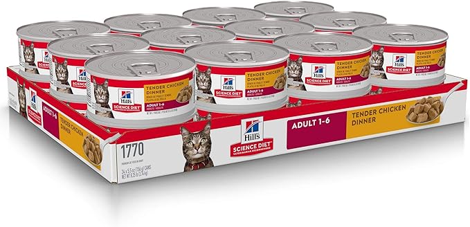 Hill's Science Diet Adult 1-6, Adult 1-6 Premium Nutrition, Wet Cat Food, Chicken Stew, 5.5 oz Can, Case of 24