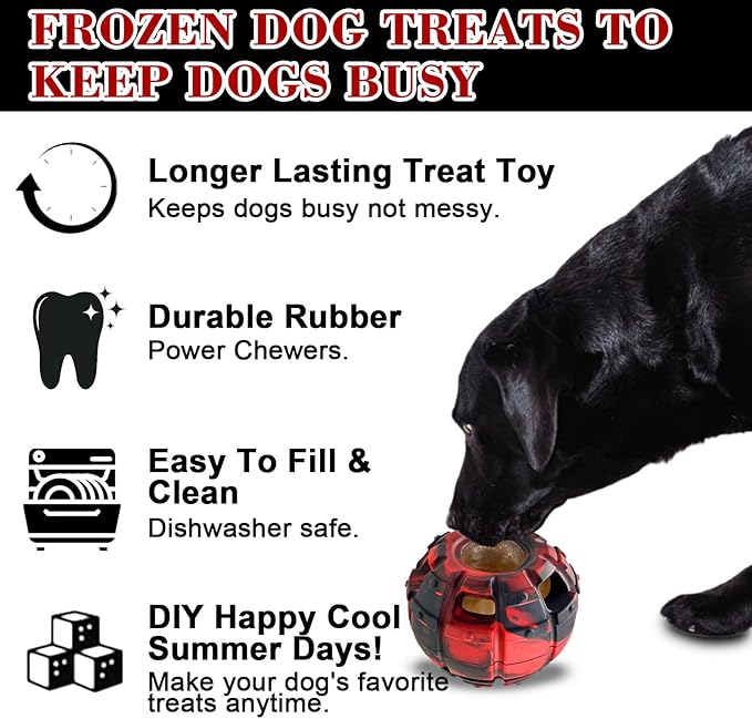 Yipetor Dog Toy, Frozen Dog Treats to Keep Dogs Busy, Interactive Treat Dispensing Dog Toy Puzzle, Interactive Chew Toys for Large Dog, Power Chewer, Durable Rubber-Easy to Clean-Holds Kibble, Treats