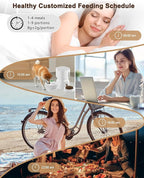 Automatic Pet Feeder and Water Dispenser, LCD Screen Timer for Cats & Dogs, Locking Lid, 1-4 Meal Portions, Dual Power, Voice Recorder