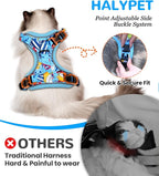 Halypet Cat Harness and Leash Set for Walking, Escape Proof Adjustable Vest Harness with 3-in-1 Integrated Buckles, Easy Control Soft Breathable Mesh with Reflective Strips for Cats, XS, Azure Blue