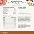 ULTIMATE PET NUTRITION Nutra Complete Reduced Calorie, 100% Freeze Dried Raw Veterinarian-Formulated Premium Adult Dog Food (1 Pound, Turkey)