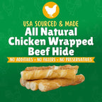 Chicken Wrapped Rawhide Dog Treats for Toy Dogs Under 25 lbs. – 150ct. Rawhide Chew Sticks – Limited Ingredient Long Lasting Chews Made in The USA with Natural Chicken and Beef Hide Twists