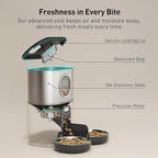 VOLUAS Automatic Cat Feeders for Two Cats,Stainless Steel 5L Pet Feeder for Cats and Dogs Timed Cat Feeder Pet Dry Food Dispenser, Silver Black