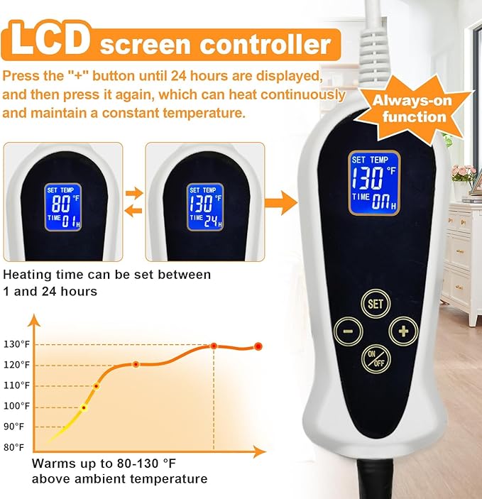 Bestio Cat Heating Pad 16 in Pet Heating Pad, Obtained MET and UL Dual Certification,Smart Thermostat Switch Adjustable from 1-24 Hours, Indoor Heated Electric Pet Bed for Cats Dogs - Gray