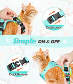 Halypet Cat Harness and Leash Set[MAX Safety 4th-Gen] Cute Escape Proof Vest Harness for Girl&Boy Cat Walking, Comfortable Adjustable Leash and Reflective Strips for Outdoor Kitten, S Purrfect Green