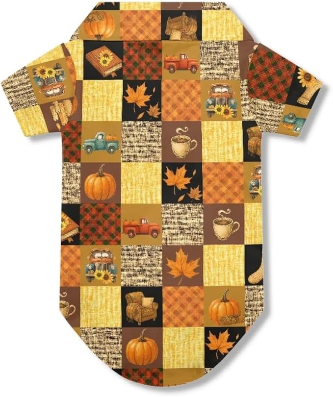 Fall Dog Shirt for Large Dogs Girls Boys Pet Collared Outfit for Chihuahua, Yorkie & Cats Plaid Doggy Clothes Apparel Button Up Tee Soft Summer Costume for Birthday, Photos, Travel