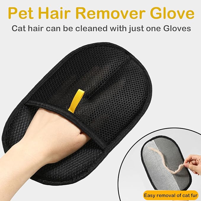 Pet Hair Remover Glove for Cats & Dogs, 2PC Electrostatic Pet Hair Remover Glove, Cat Grooming Gloves for Hair Removal, Grooming Clothes, Sofas