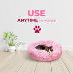 Whiskers & Friends Cat Beds for Indoor Cats Washable, Orthopedic Soft Fluffy Round Calming Pet Bed for Small to Large Kitty Kittens & Dogs, Small Dog Beds & Furniture