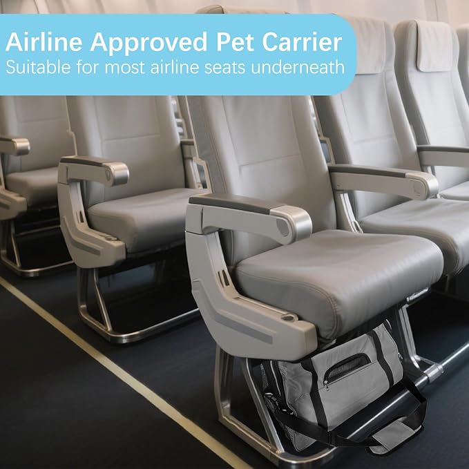 Expandable Cat Carrier for Travel, Soft-Sided Pet Carrier for Cats and Small Dogs, Airline Approved, Comfortable & Breathable Cat Carrying Bag with Adjustable Strap for Daily Use & Airplane(Gray)