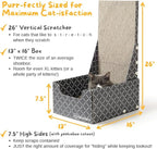 HIDE & SCRATCH 26" L Shaped Cat Scratcher Box and Cat Bed with Double-Sided Cardboard Cat Scratch Pad