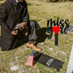 11.8 Inches Metal Memorial Grave Marker "Miss You" Cemetery Decoration Stake Waterproof Garden Plaque Loss of Dad Mom Spouse Lover Relatives Family Members Gravesite Plaque Outdoors Lawn Yard Signs