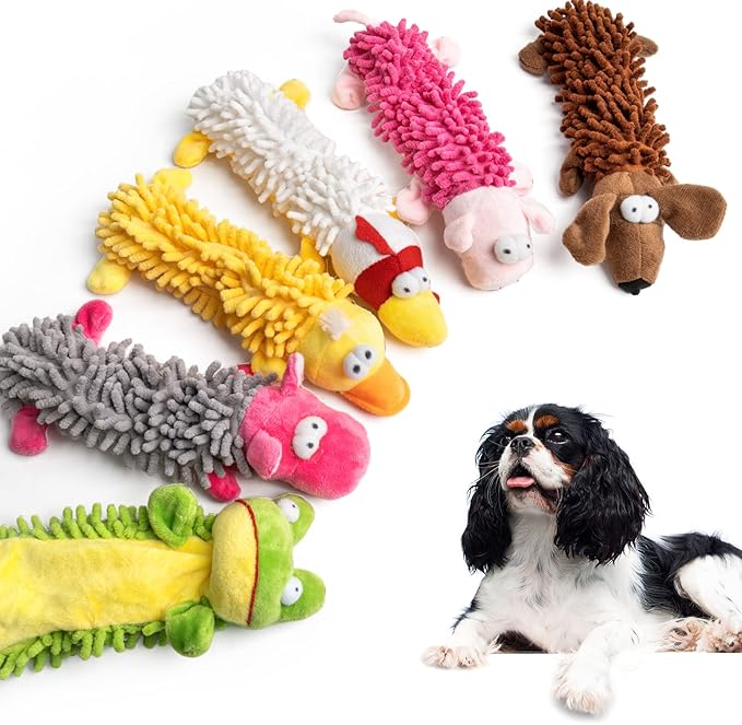 Pet Soft Dog Toys Squeaky - 6 Pack Cute Puppy Toys Plush Animals, No Stuffed Dog Chew Toy Interactive Pet for Small, Medium and Large Dogs
