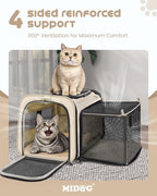 MIDOG Cat Carrier Soft for Small to Medium-Sized Cats,Up to 15 Lbs, TSA Airline Approved Soft Sided Pet Carrier,Collapsible Travel Cat Bag(Beige)