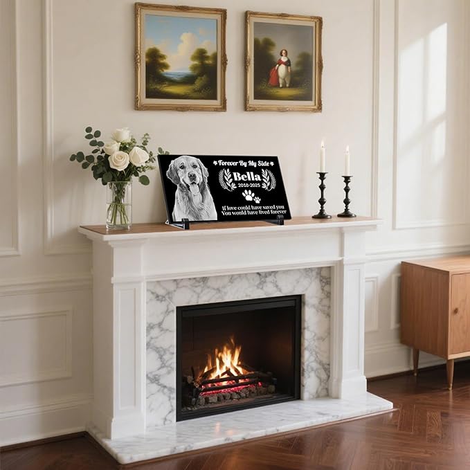 Personalized Pet Memorial Stone, Weatherproof Granite Dog Headstone - Custom Grave Marker for Dogs&Cats Engraved with Photo Name Date,Memorial Stones for Memory Garden