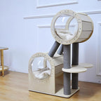 40.7 Inch Multi-Level Cat Tree with Scratching Posts and Space Capsule, Large Wooden Cat Tower for Indoor Cats, Stable Cat Climbing Furniture for Adult Cats