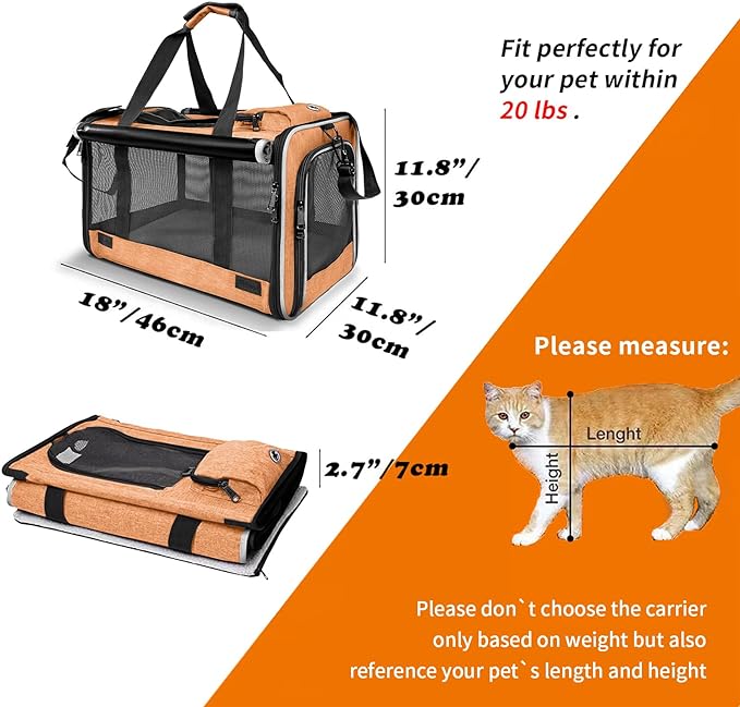 Dog Carry Bag for Puppy Pet Soft-Shell Portable Kennel Crate for 0-15 lbs Foldable Pomeranian Travel Cage Tea Cup Yorkie Carrier Purse Indoor Carrying Case Cat Supply Melon Tiny Dog Melon